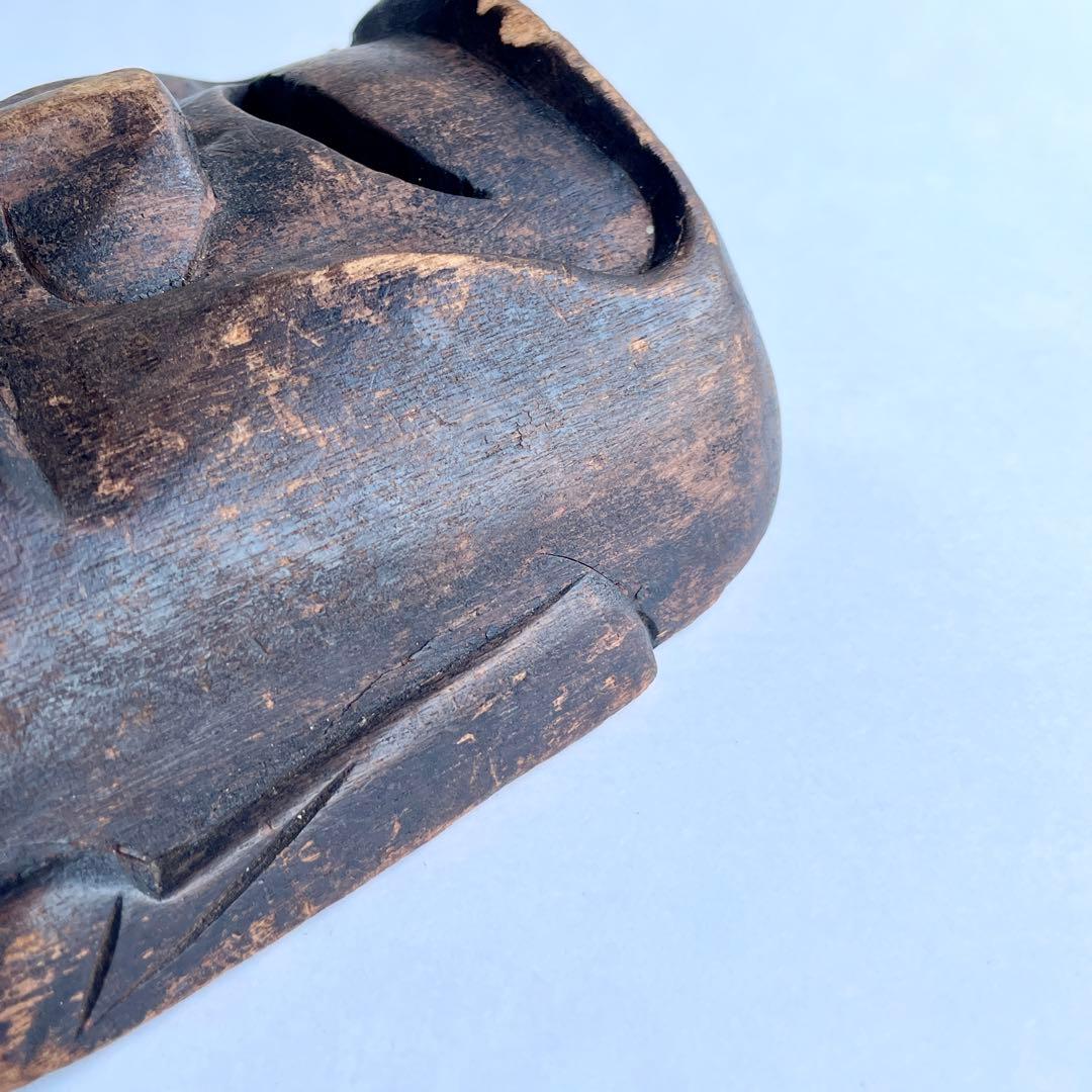 【詳細不明だが古そう】能面 お面 マスク 木彫 彫刻 骨董 古美術