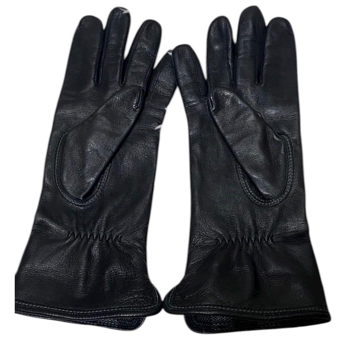 LOUIS VUITTON ダミエ柄　未革　ブラック　レザーグローブ