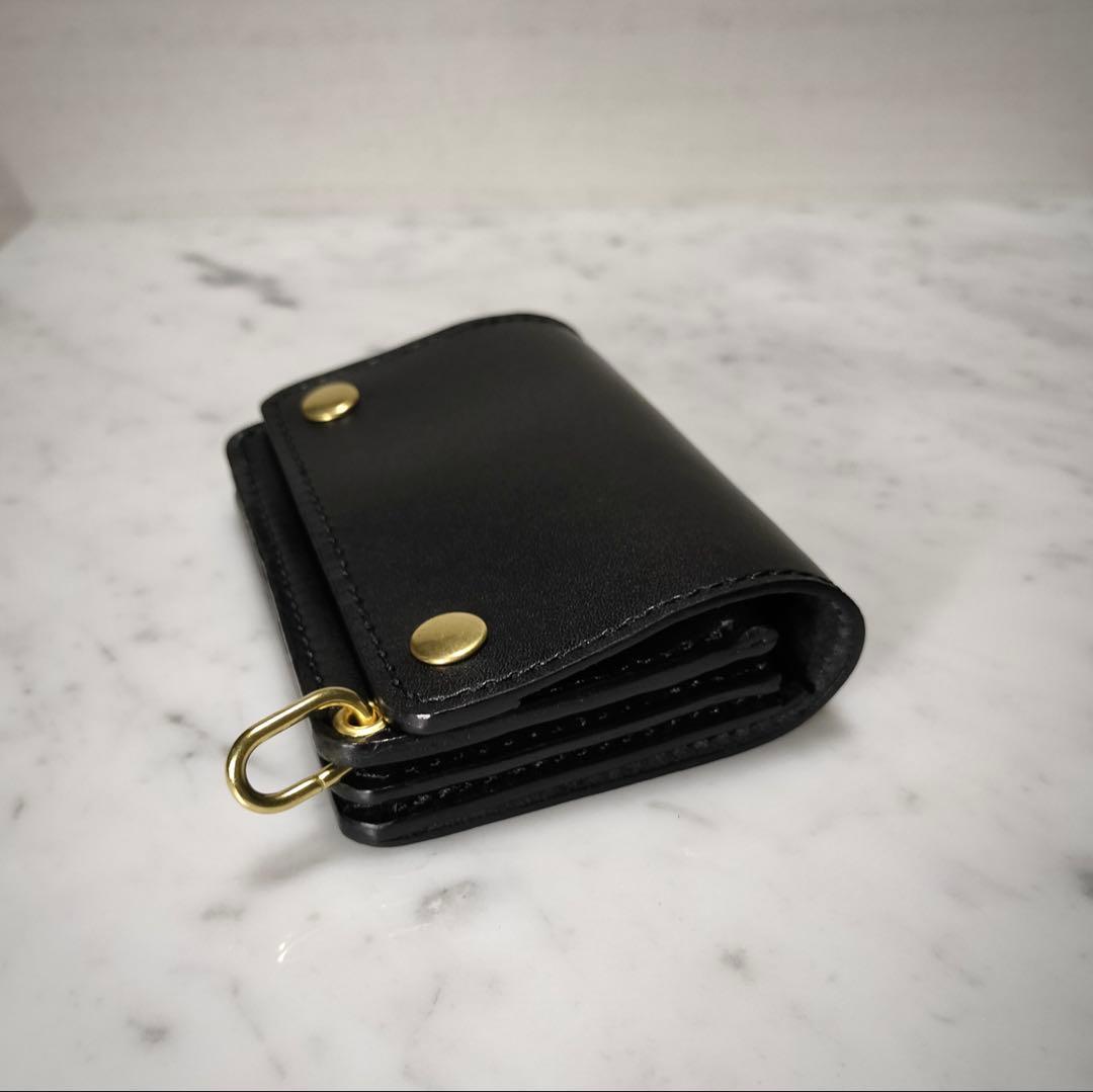 かみなか品　栃木レザー　黒　スマートトラッカーウォレット