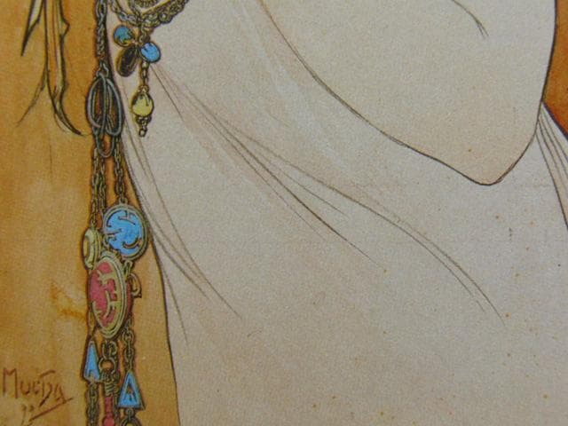 アルフォンス・ミュシャ、羽根（装飾パネルの下絵）、希少な画集より