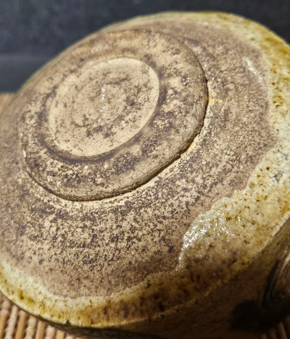 時代物　明治時代頃　徳川紋　葵紋　黄瀬戸　たんぱん　茶碗　茶道具茶器　尾張　紀州