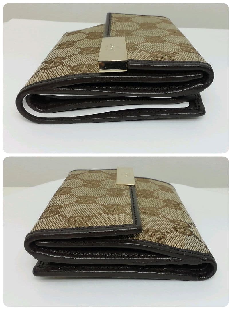 GUCCI　グッチ　GGキャンバス　ブラウン　Wホックタイプ　保存袋・付属品