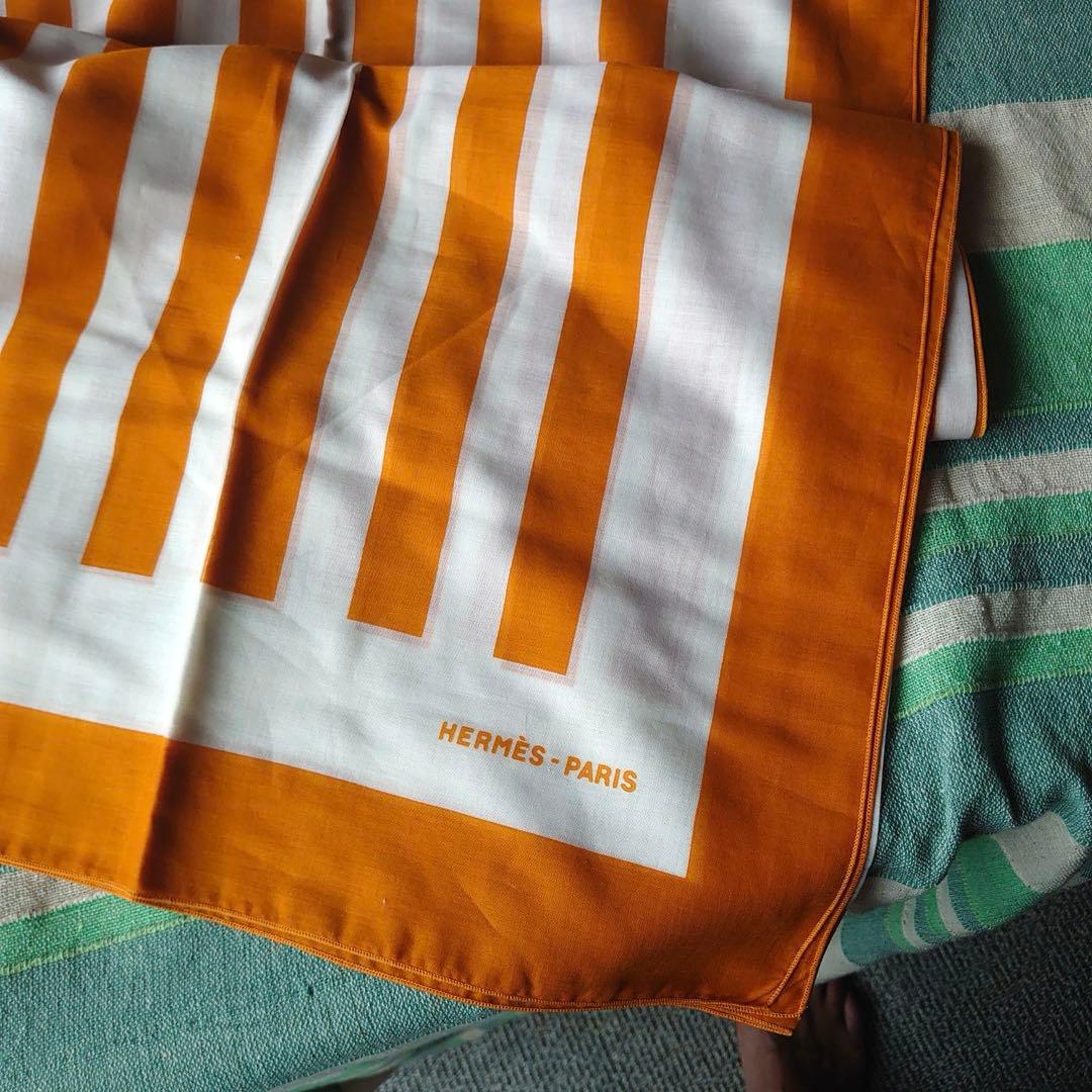 【未使用品HERMESパレオ】オレンジストライプ