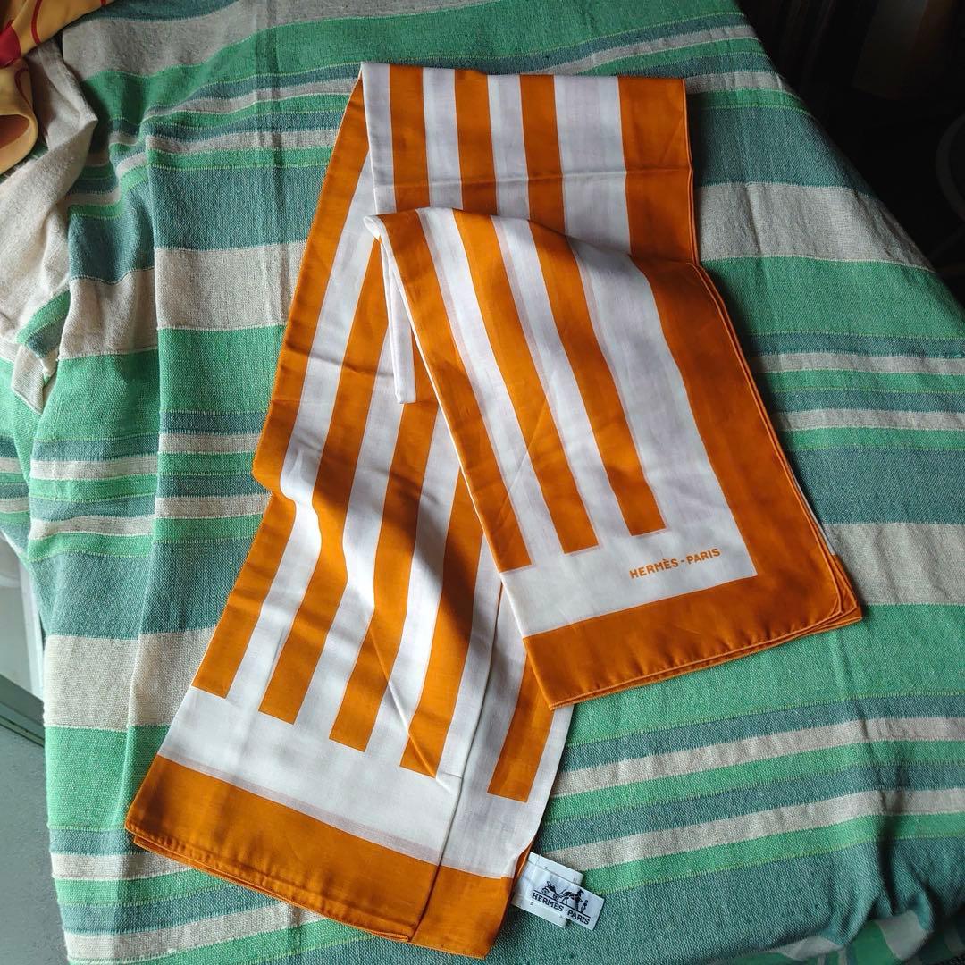 【未使用品HERMESパレオ】オレンジストライプ