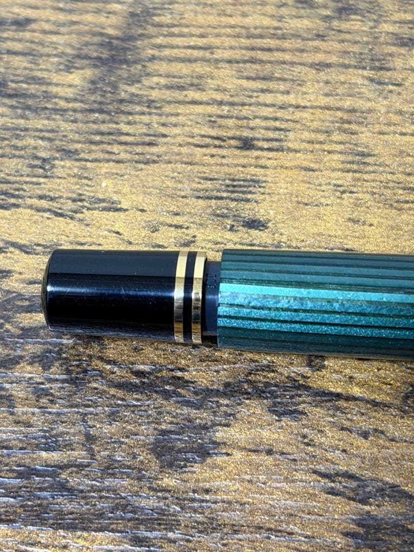 試筆のみ　旧天冠　スーベレン　緑縞　14C ペリカン　グリーン　EF