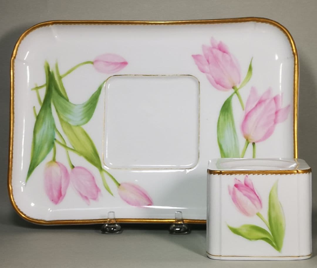 【Antique】  インク壺&トレイ　(レア品)