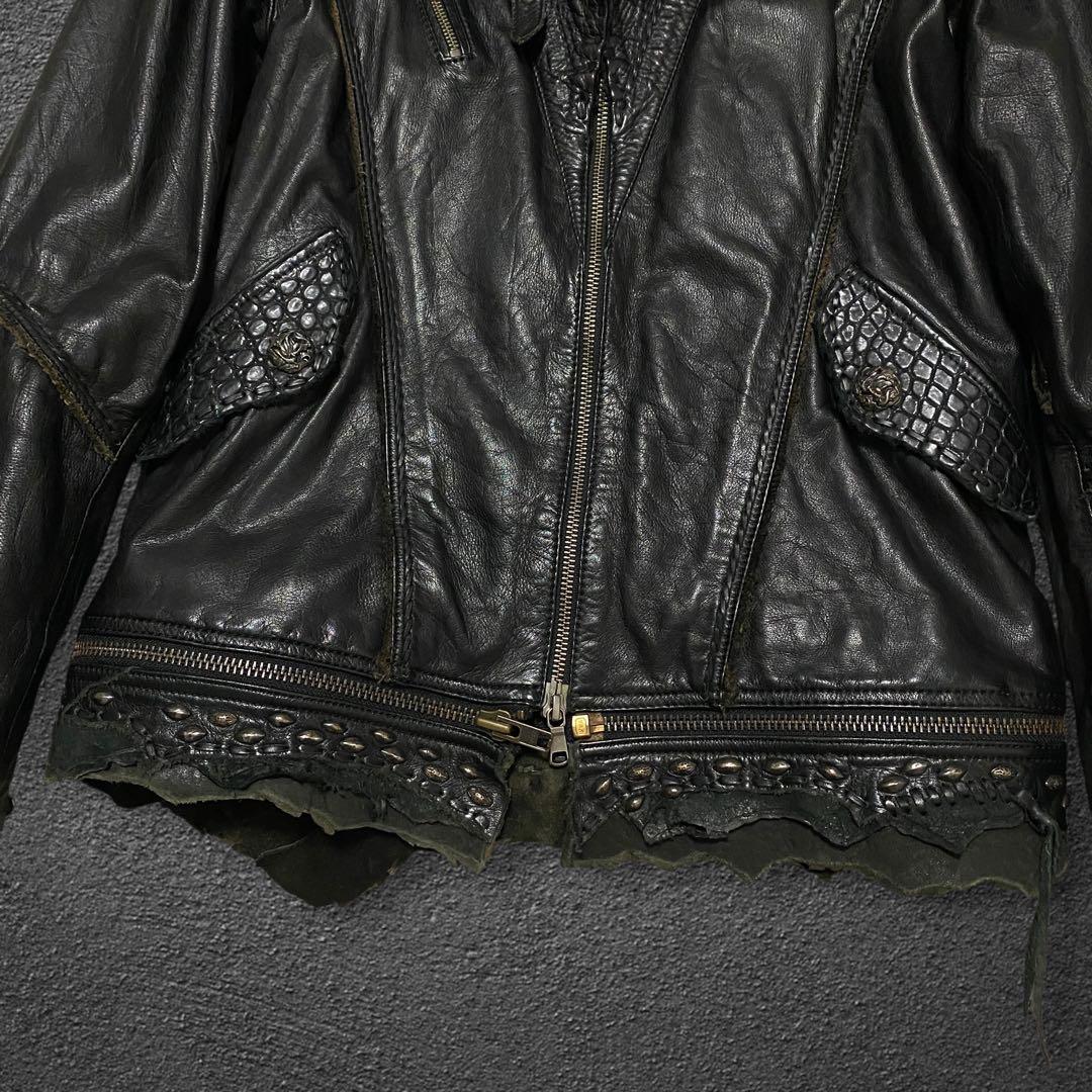 ジャケット・アウター 14th addiction crocodile leather jacket
