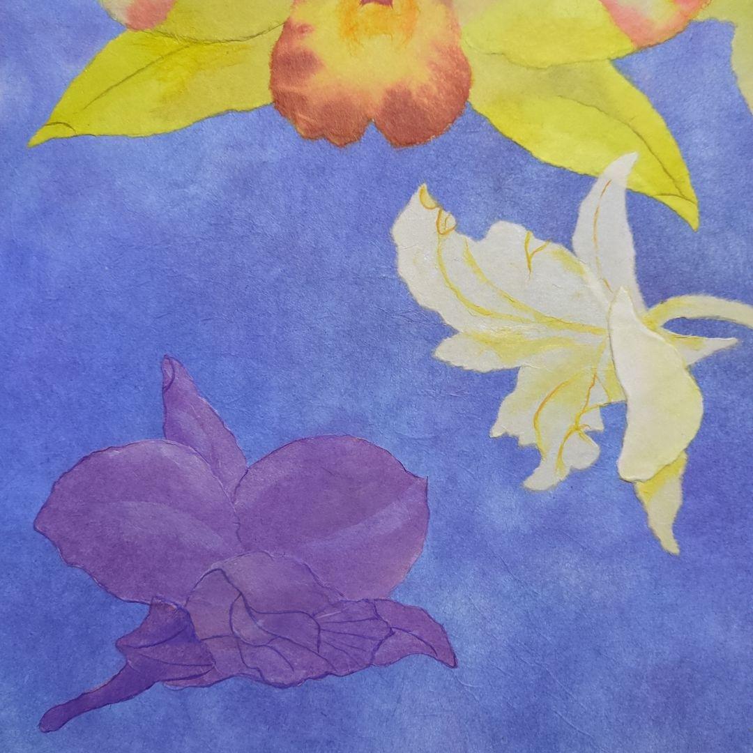 【ちぎり絵】「カトレア」　ハンドメイド　(P 10サイズ) 暮らしに彩りを