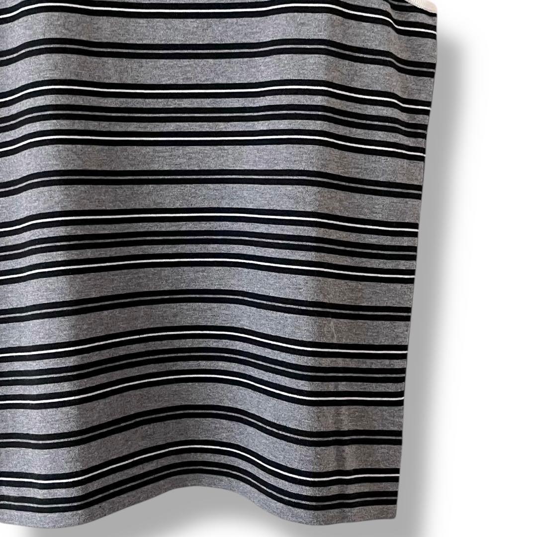 シャネル ココマーク ボーダー タンクトップ グレー 38 コットン