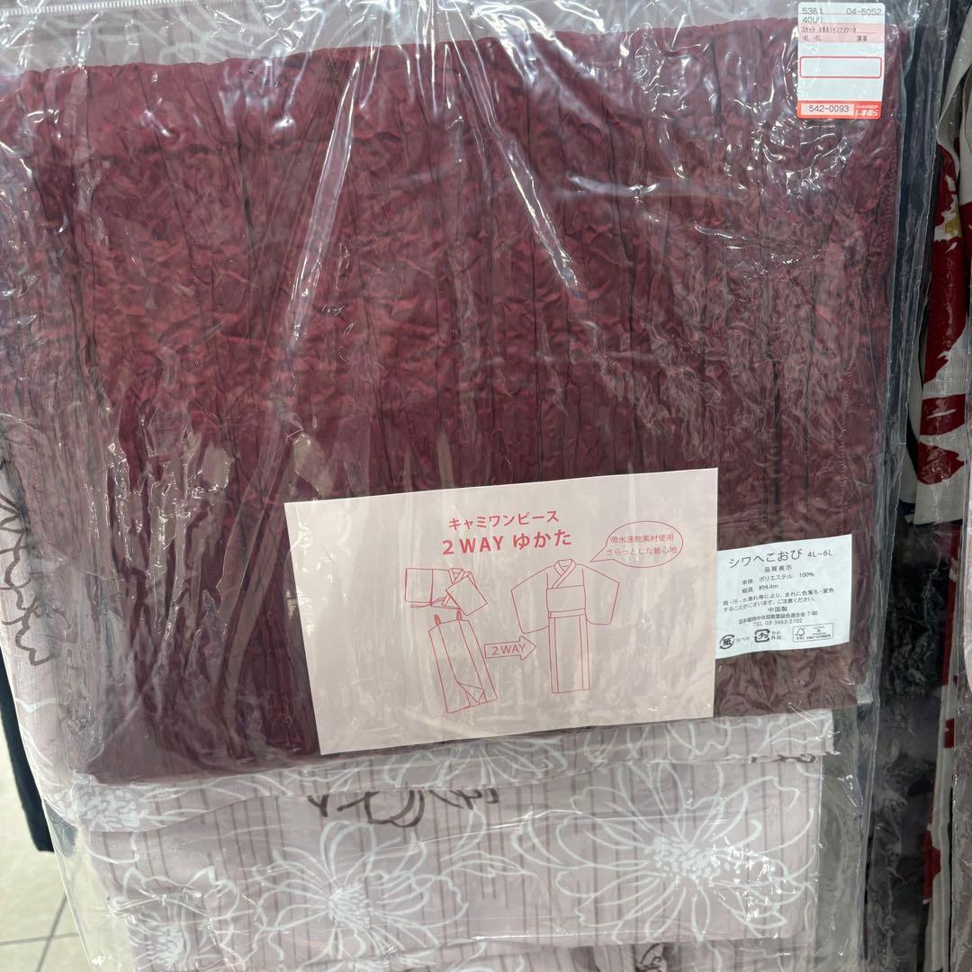 しまむら Hina 浴衣 ラインフラワー　ワンピース 　大きいサイズ4L〜6L