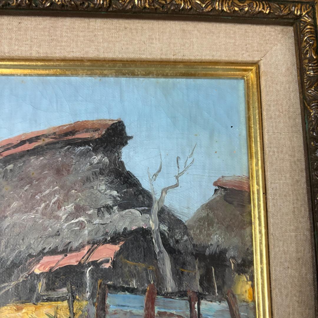 「真作」樋口 善一『戸隠の春』 風景画　油絵　絵画　油彩画　額装