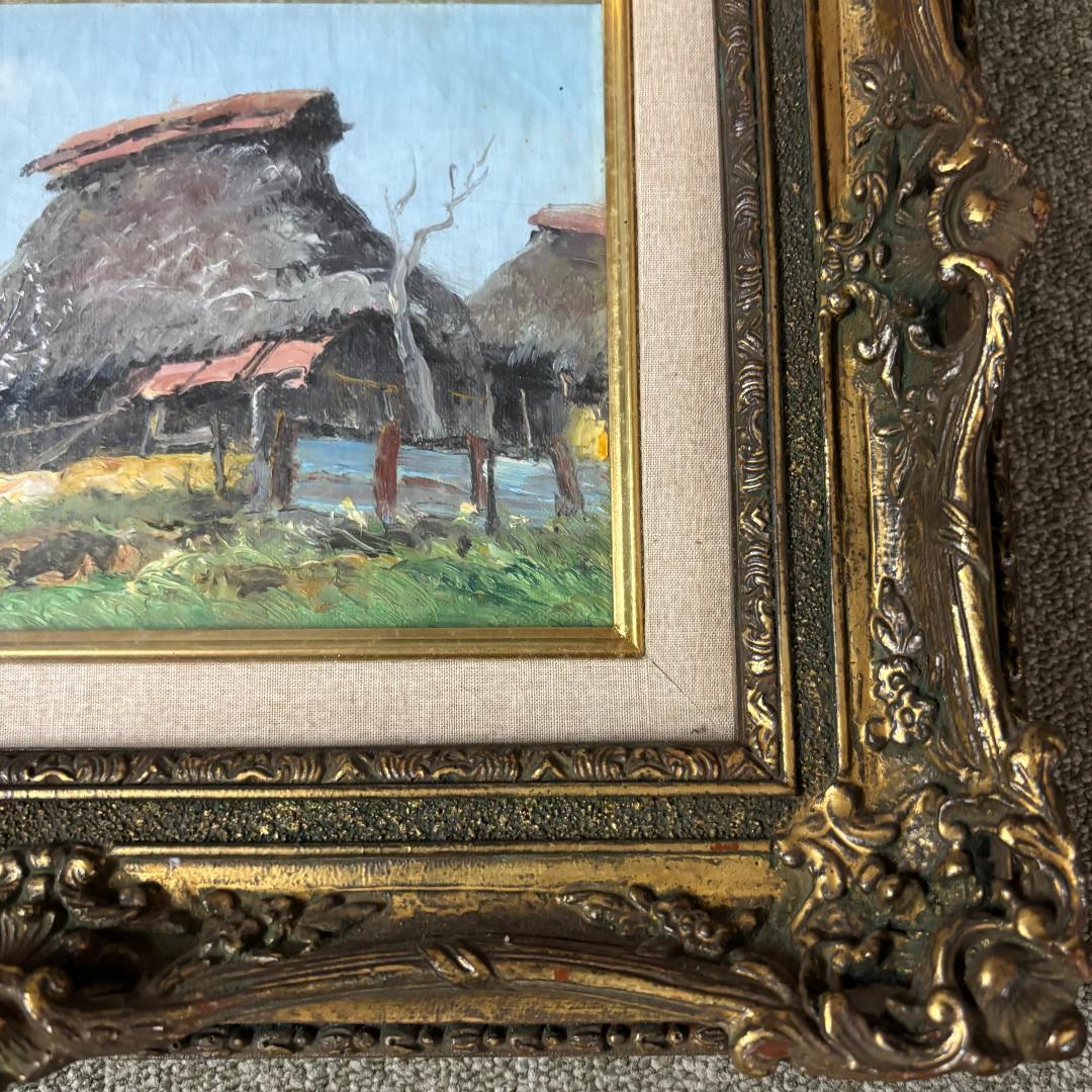 「真作」樋口 善一『戸隠の春』 風景画　油絵　絵画　油彩画　額装