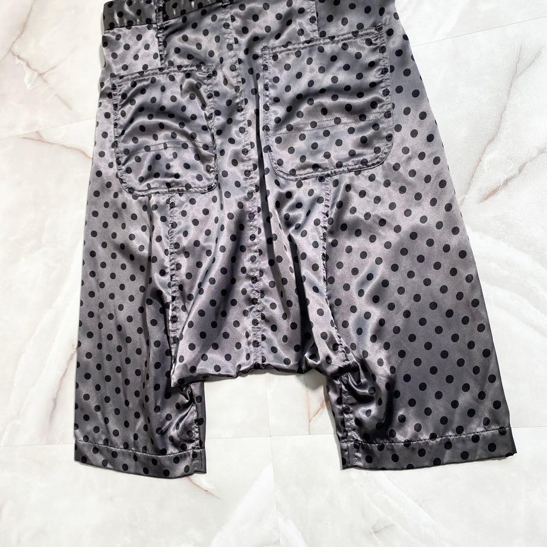 A17262 美品 コムデギャルソン ドット柄 サテンサルエルハーフパンツ 銀