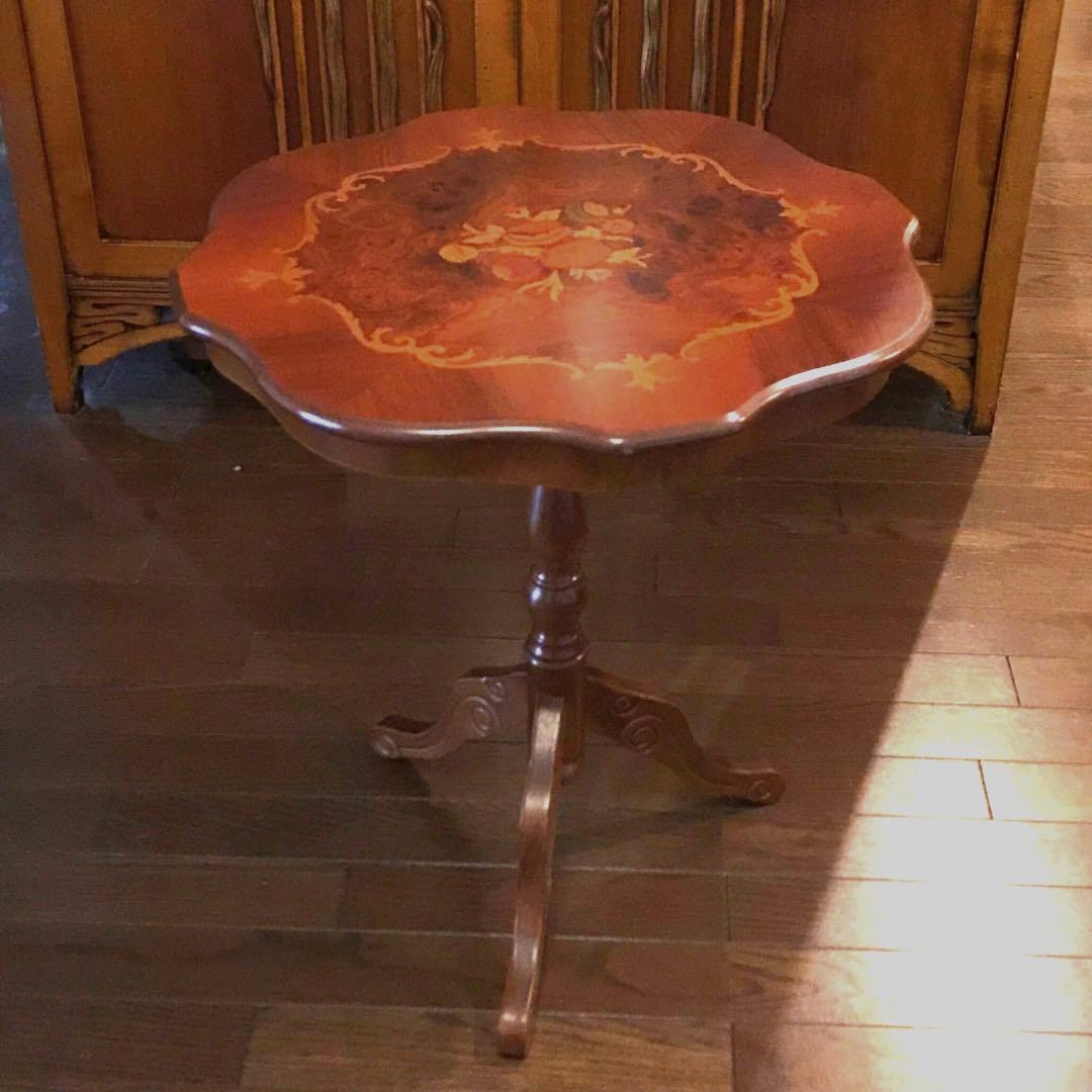 【未使用級】カフェテーブル☆イタリア製　象嵌細工　極美品‼️ アンティーク