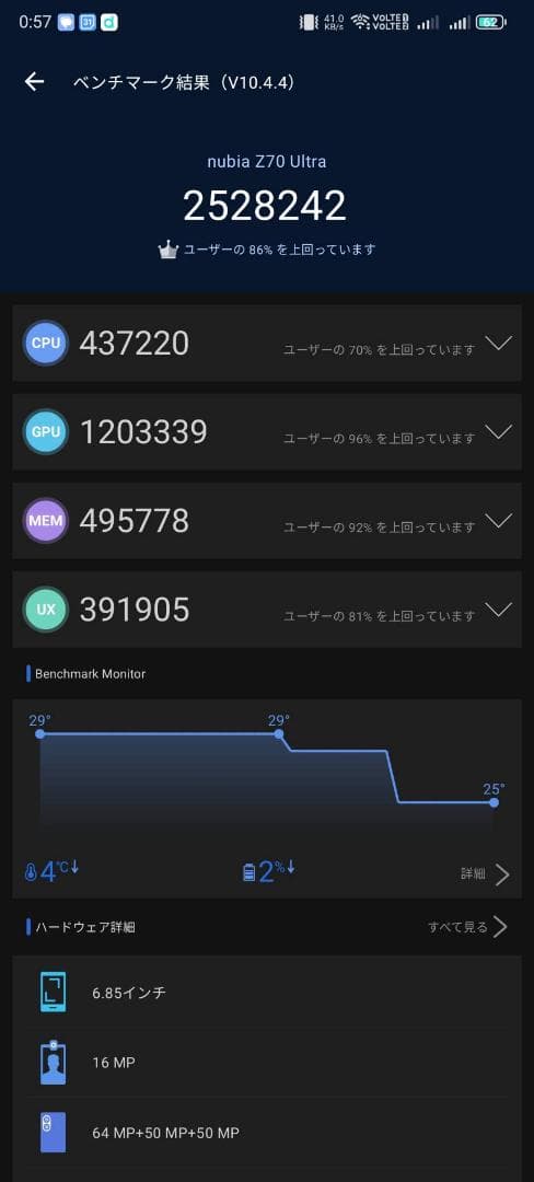 原神、鳴潮もめちゃサクサク　Nubia Z70 Ultra 512GB/16GB