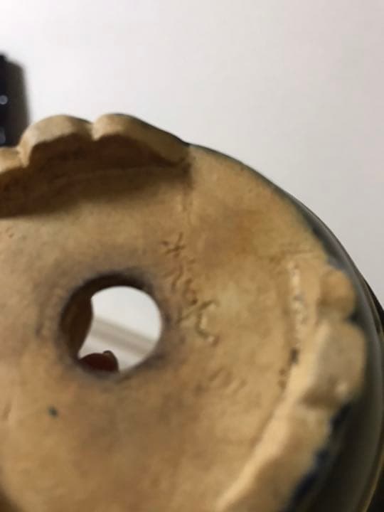 盆栽鉢　時代絵付けミニ盆栽鉢10.5x5.5cm丸雲足池上美豊ん