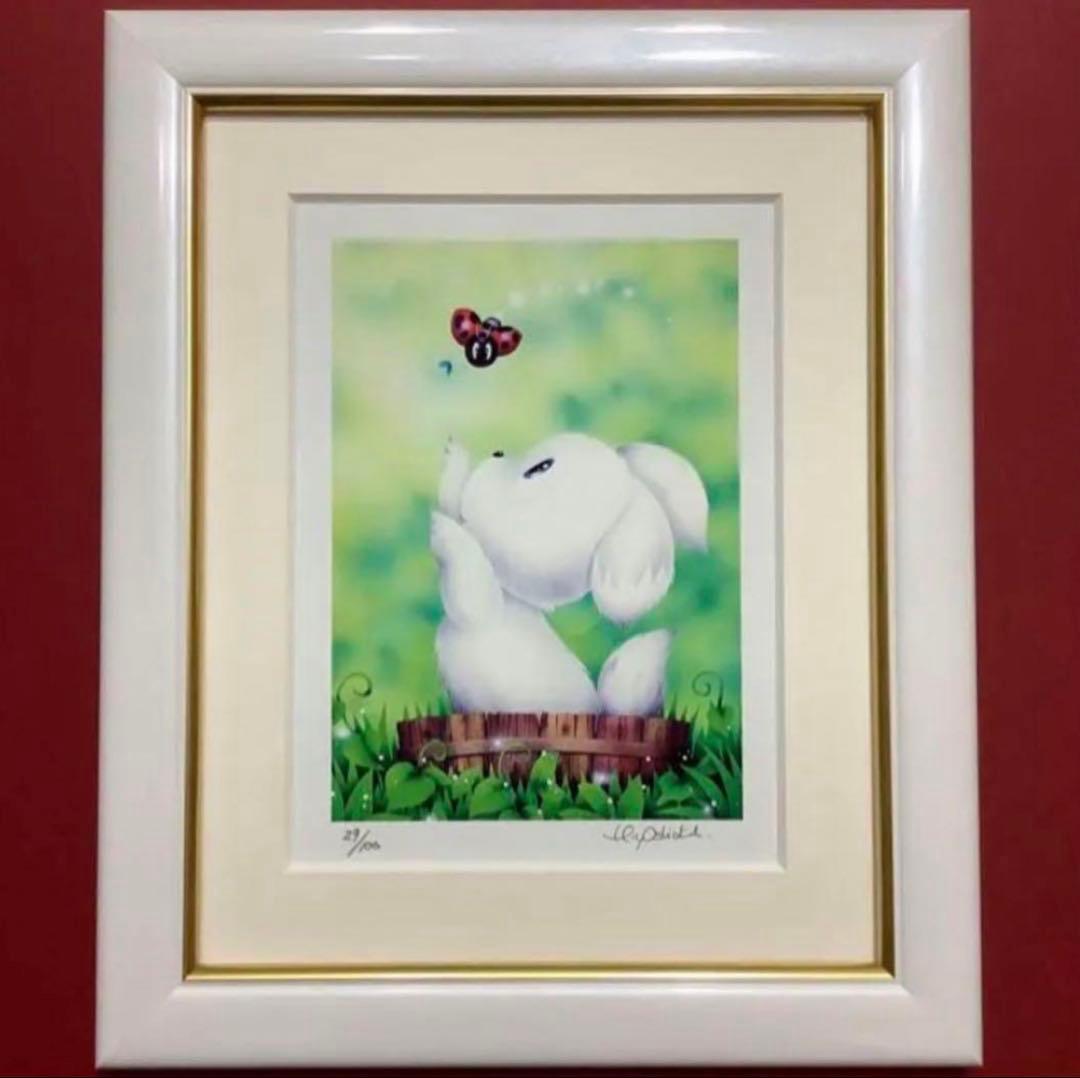 絵画・額縁・版画・芳岡ひでき・可愛い・うさぎ・蝶々・美術品・インテリア・雑貨