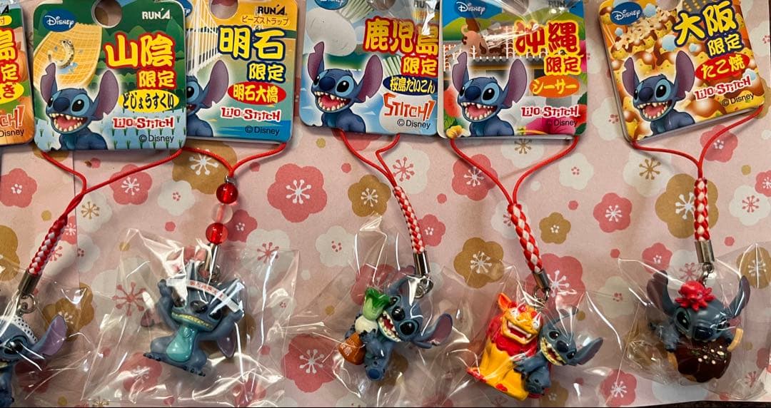 激レア◎ご当地スティッチ福岡限定等◎根付・ビーズストラップ◎50個セット