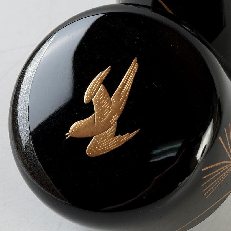 茶道具　中村宗悦作　時鳥蒔絵　長棗　仕覆付　共箱　V　9630