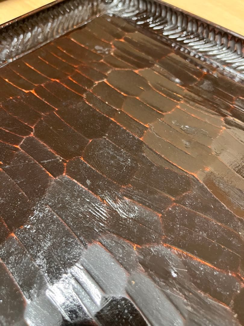 讃岐盆　讃岐彫り　四方盆 2枚　木製 お盆　漆塗　トレー　アンティーク　昭和