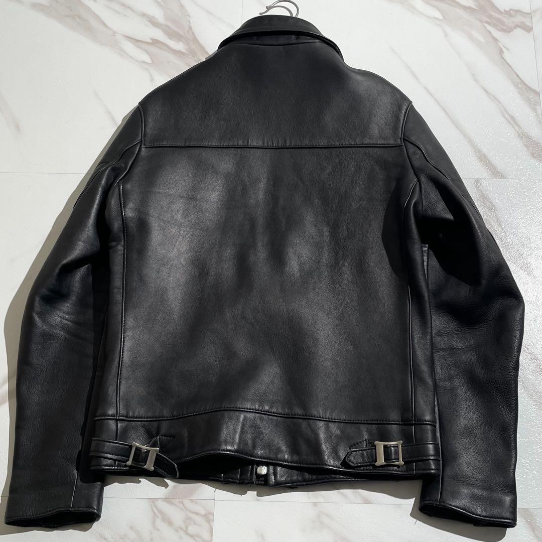 666 シングルライダースジャケット　タイトフィット　レザー　本革　メンズ