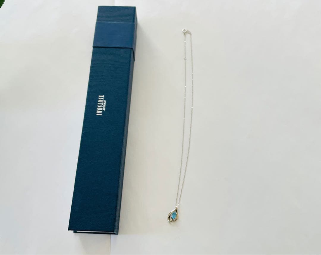 TSUTSUMI PTネックレス PT青いペンダント 箱付き美品