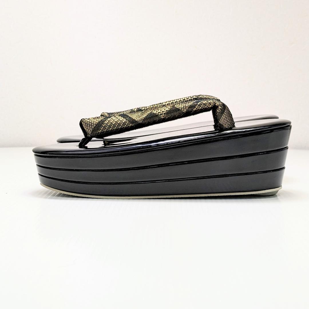 和装 草履バッグセット 帯地 黒×金 3枚芯 フリーサイズ k15-17