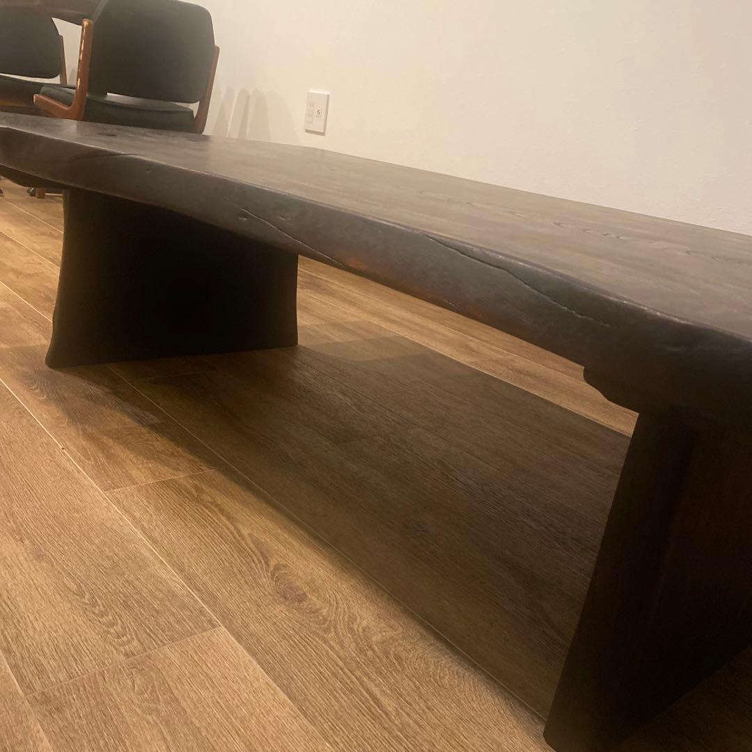 木製 黒色 自然エッジ テーブル