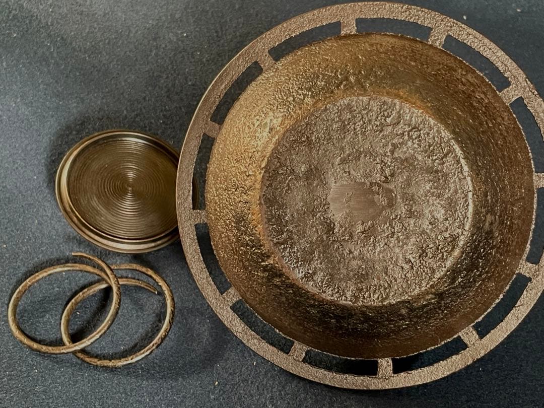 値下げ⭕️「祖」 淡々斎好 車軸釜 岩肌 巻貝鐶付 釜鐶 茶道具 （124B）