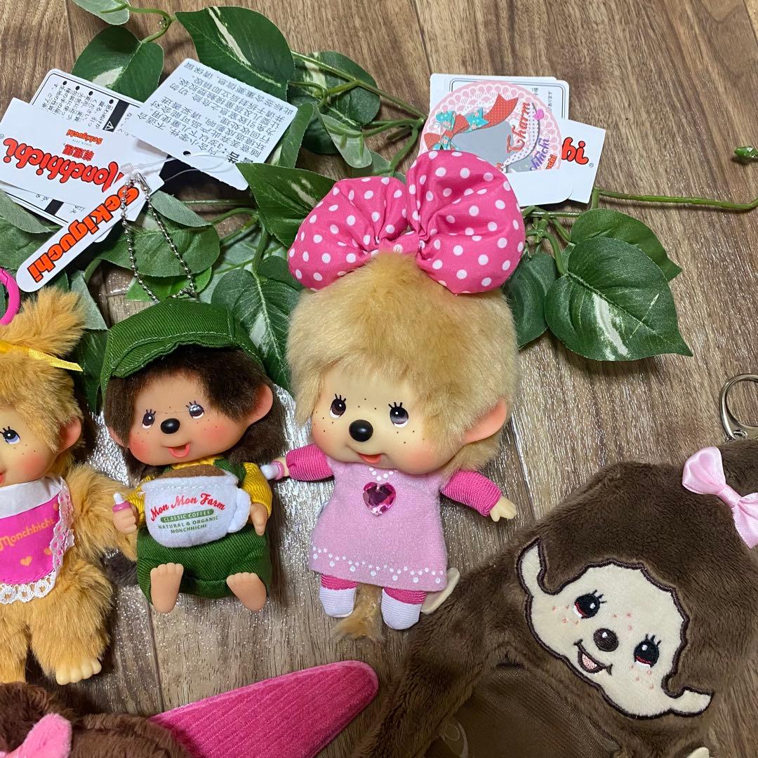 希少　モンチッチぬいぐるみキーホルダー ゴールド 香港限定コーヒー女の子ポーチ