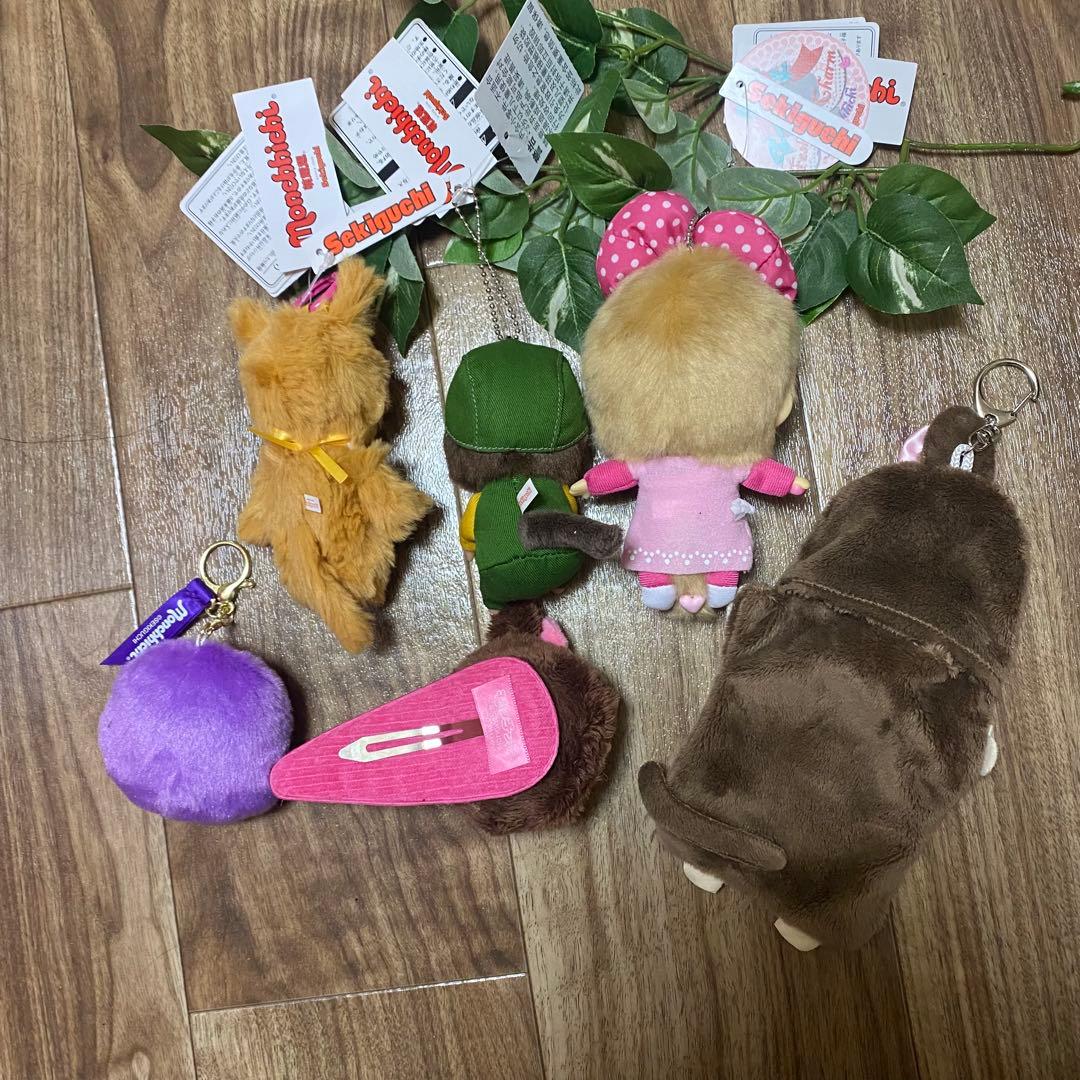 希少　モンチッチぬいぐるみキーホルダー ゴールド 香港限定コーヒー女の子ポーチ