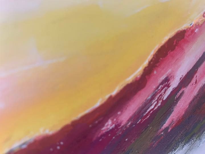 富士山　漆喰画　絵画　夕日　43×52