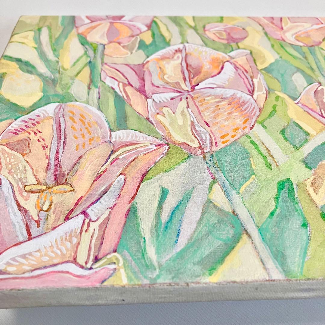 チューリップ＊油絵　絵画　油彩画　春　花　風景画