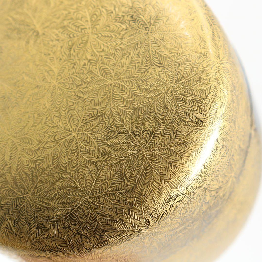 照月作 輪島塗 しのぶ文 沈金 中棗 茶道具 共箱共布　V939