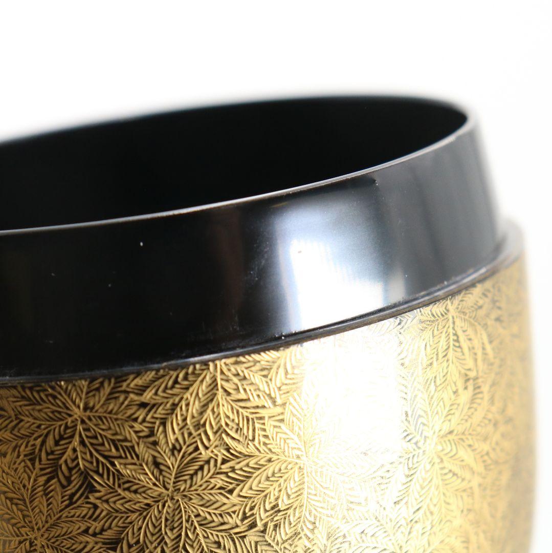 照月作 輪島塗 しのぶ文 沈金 中棗 茶道具 共箱共布　V939