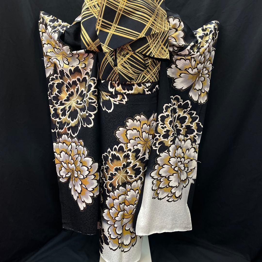 り　振袖　黒金