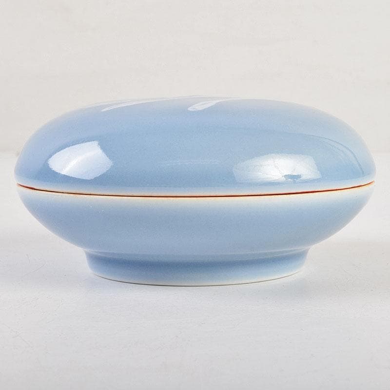 中国　上海西冷印社　花文　景徳鎮製款　光明朱砂印泥　肉池　U　R9153