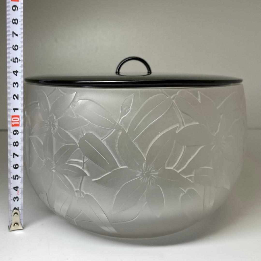 杉雄旬 鉄線紋 ガラス水指 共箱 H15cm 東キ7-1214①