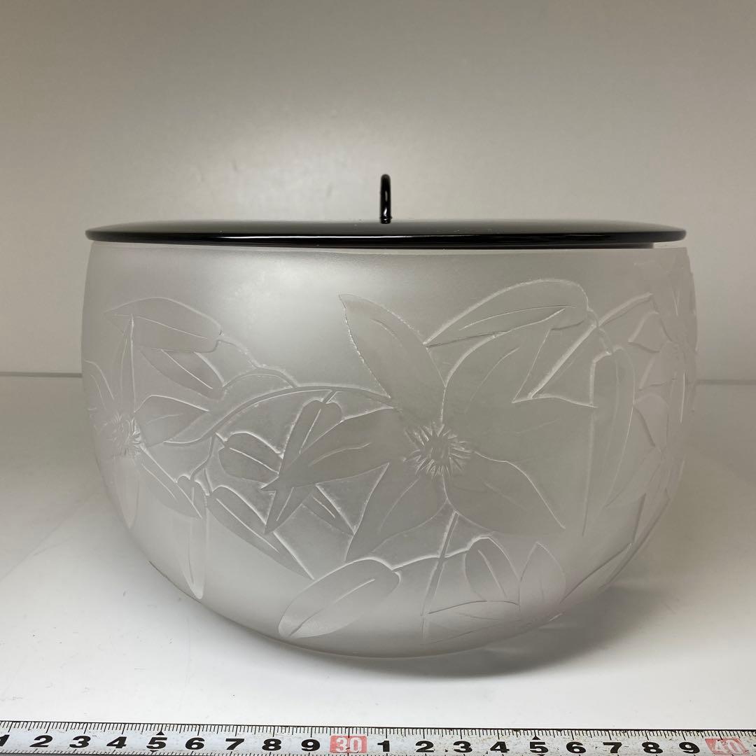 杉雄旬 鉄線紋 ガラス水指 共箱 H15cm 東キ7-1214①