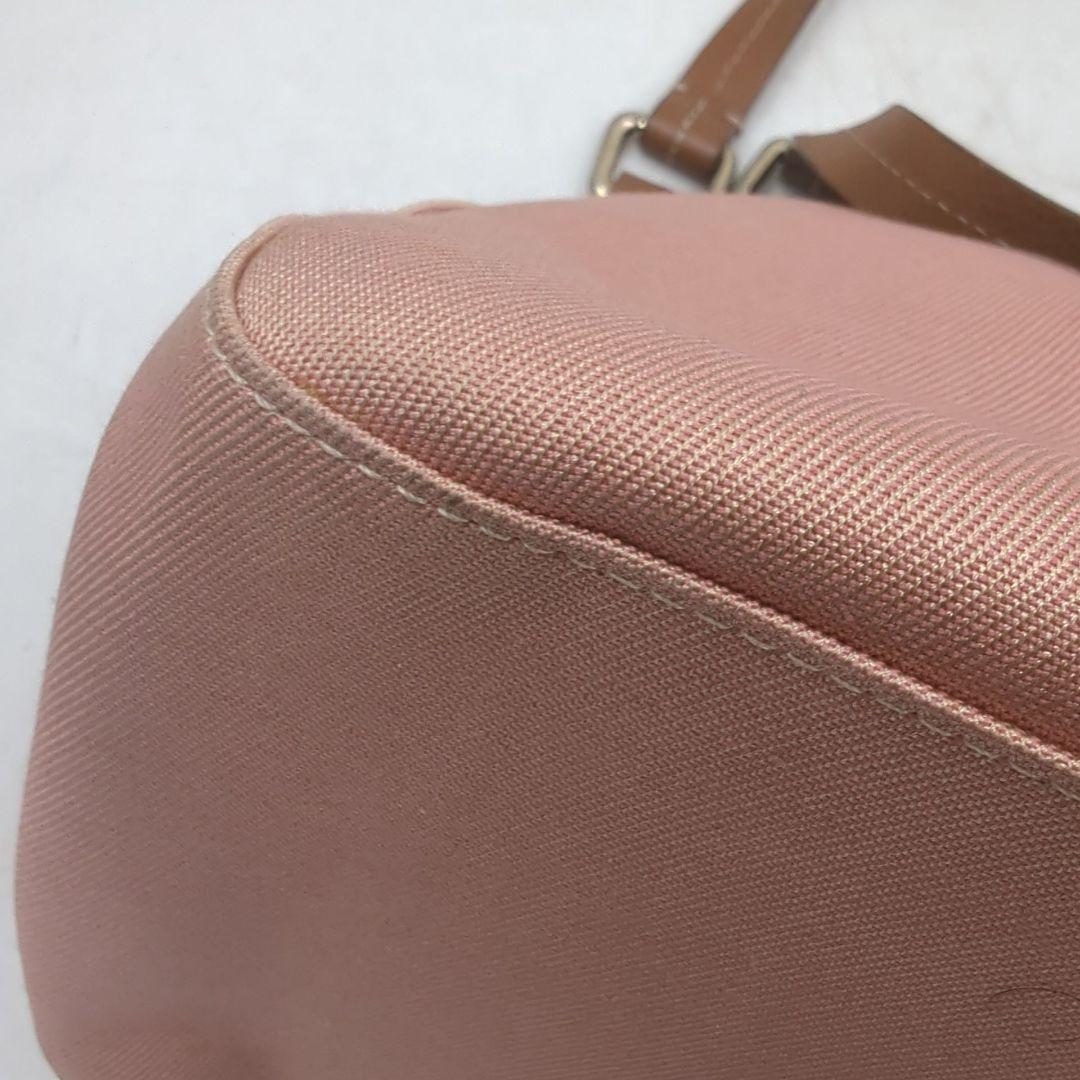 バーバリーブルーレーベル トート ハンドバッグ 金具 ロゴ キャンバス ピンク