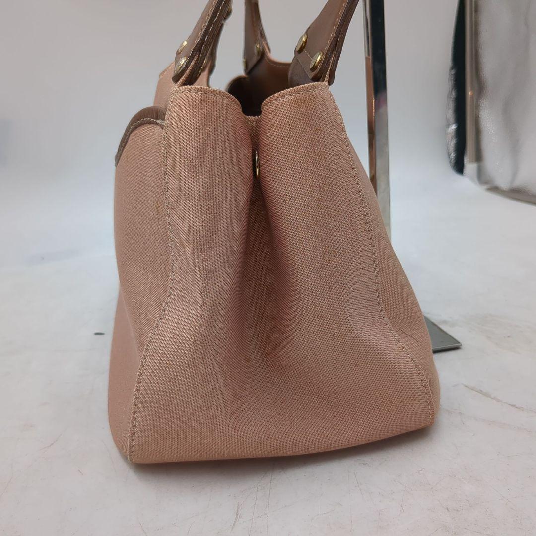 バーバリーブルーレーベル トート ハンドバッグ 金具 ロゴ キャンバス ピンク