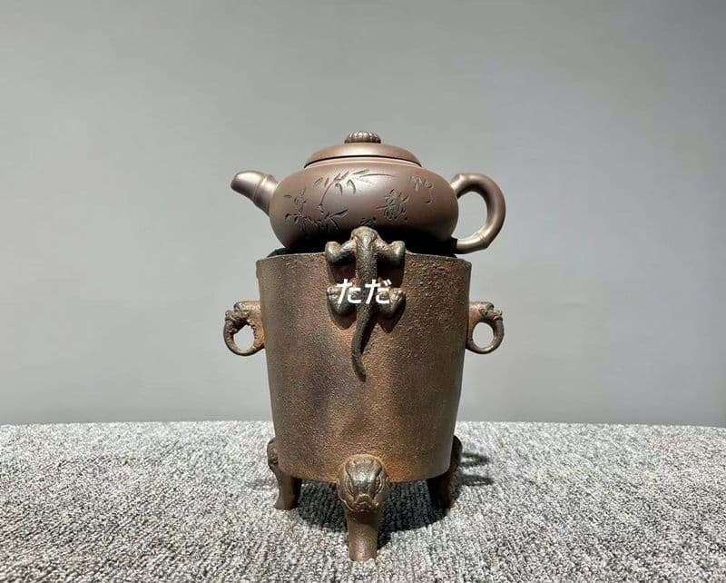 鉄器 獣頭炭ストーブ 茶釜を煮る 茶道具 装飾品 工芸品 置物