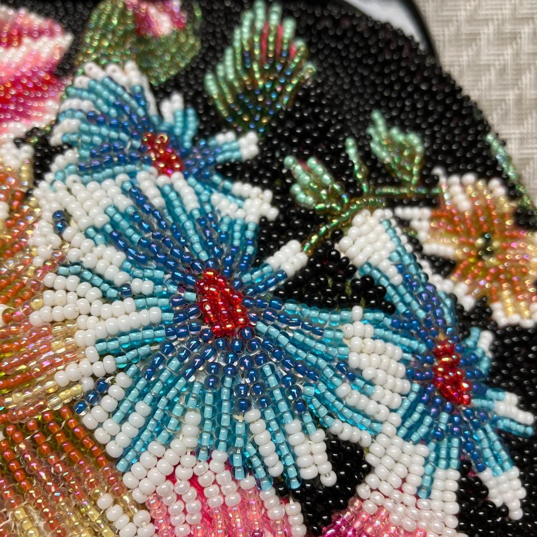 和装小物　ビーズバッグ　総ビーズ　ハンドバッグ　財布付き　鏡付き　アンティーク