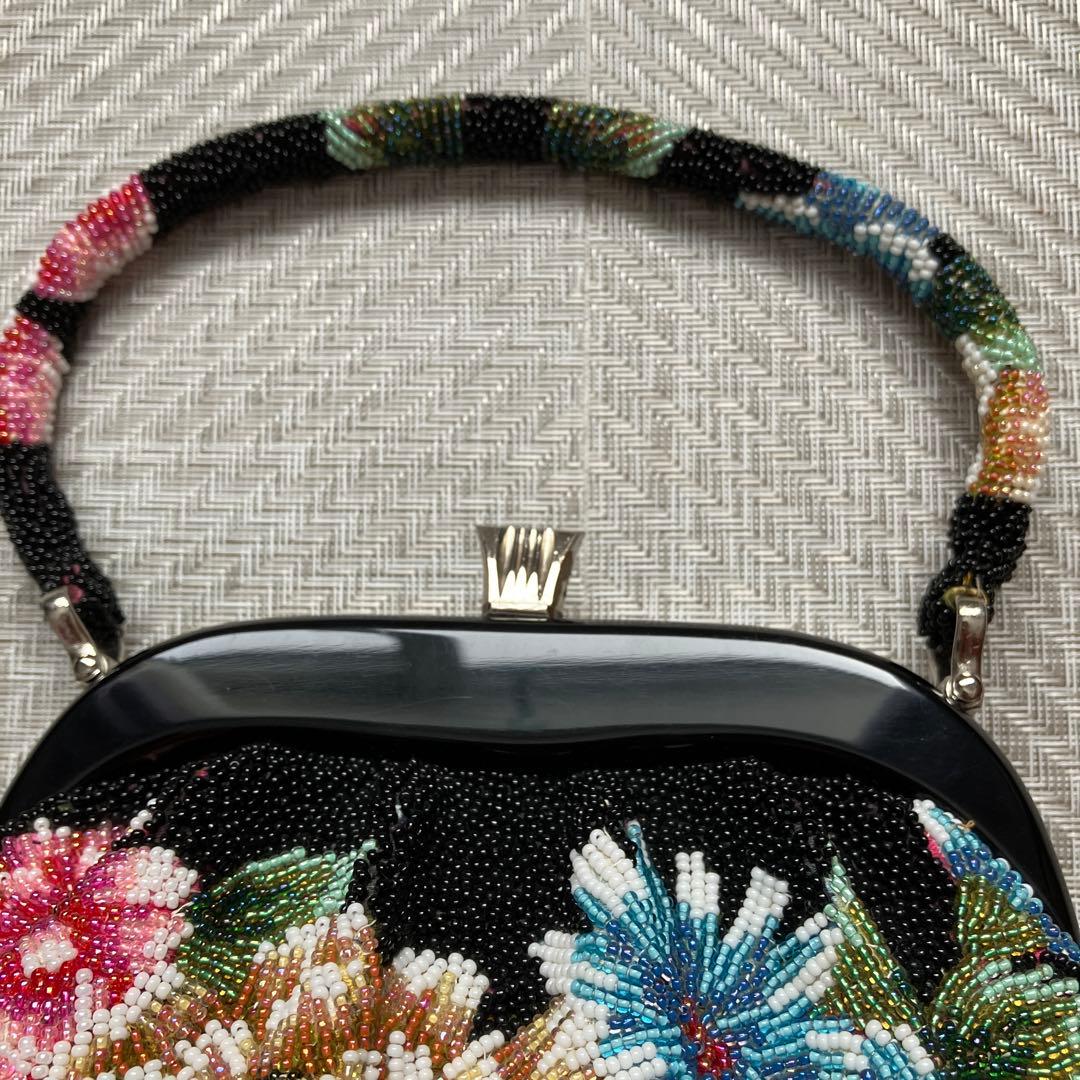 和装小物　ビーズバッグ　総ビーズ　ハンドバッグ　財布付き　鏡付き　アンティーク