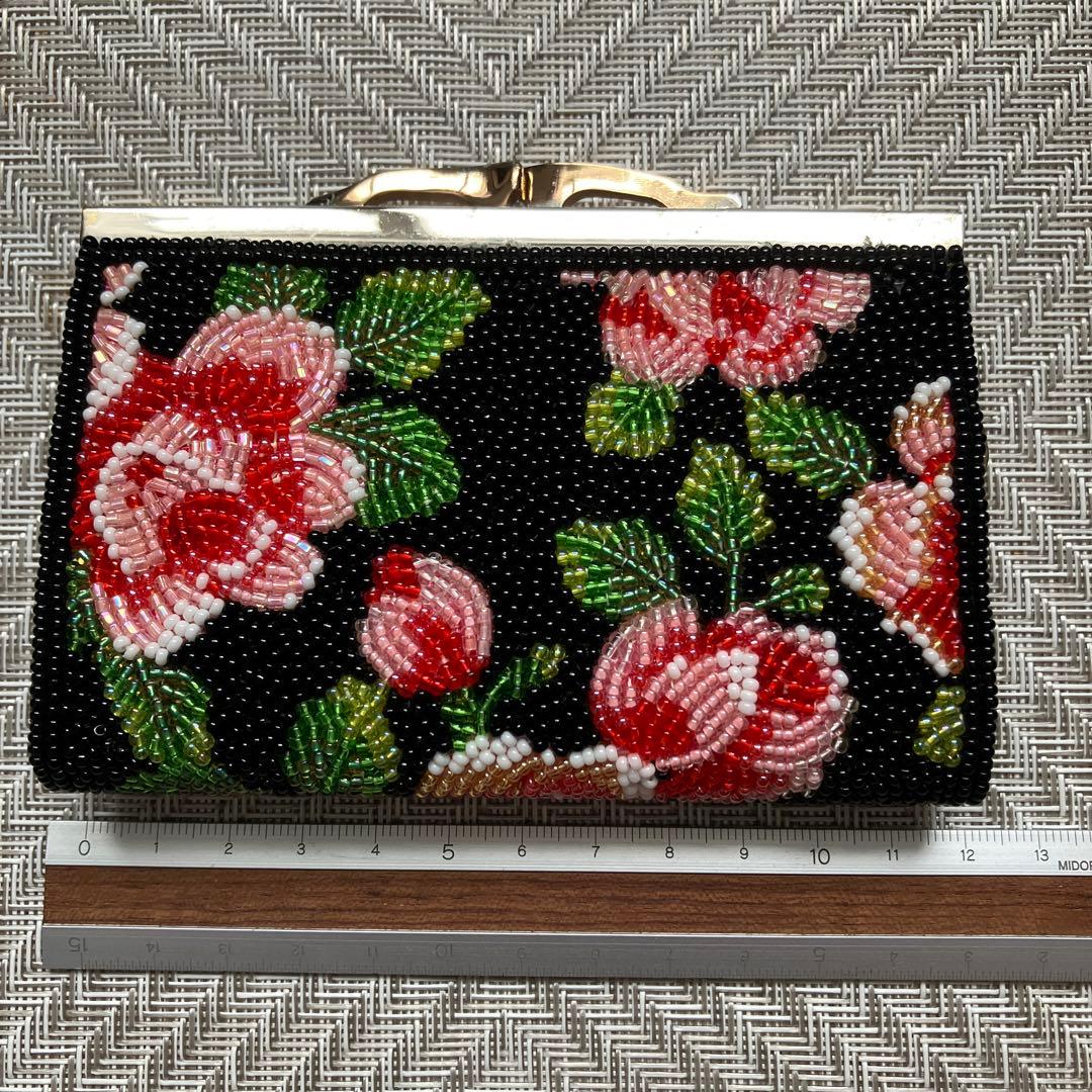 和装小物　ビーズバッグ　総ビーズ　ハンドバッグ　財布付き　鏡付き　アンティーク