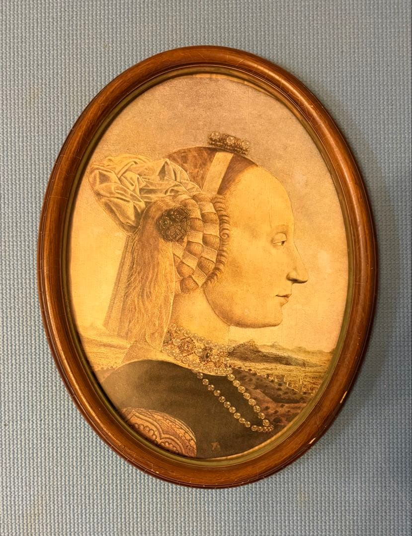 木版画 女性の肖像 フレーム付き