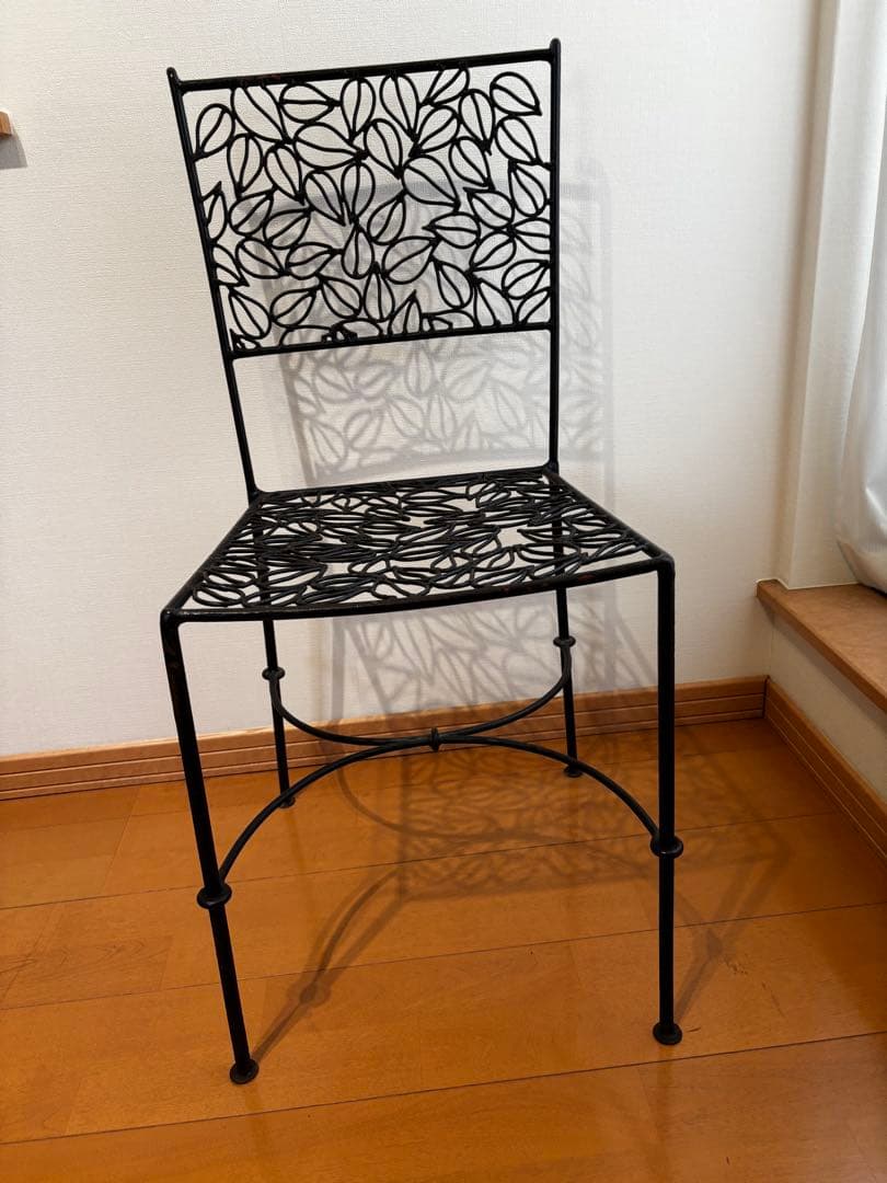 アイアンチェア ヴィンテージ 黒 椅子 Chair ブラック 葉模様椅子