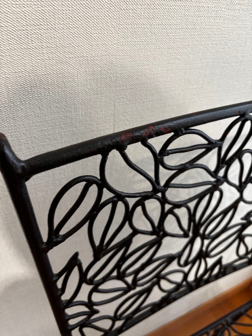 アイアンチェア ヴィンテージ 黒 椅子 Chair ブラック 葉模様椅子