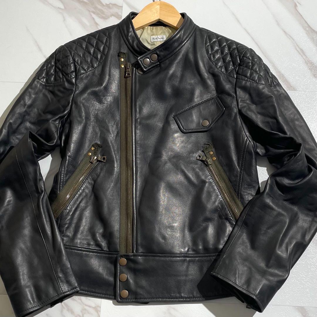 【美品✨】ポールスミス ライダースジャケット キルティング 羊革 黒 L