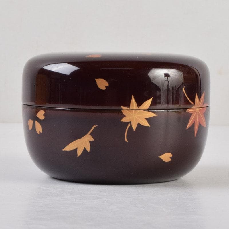 茶道具　玉泉作　春秋蒔絵　平棗　共箱　V　8736